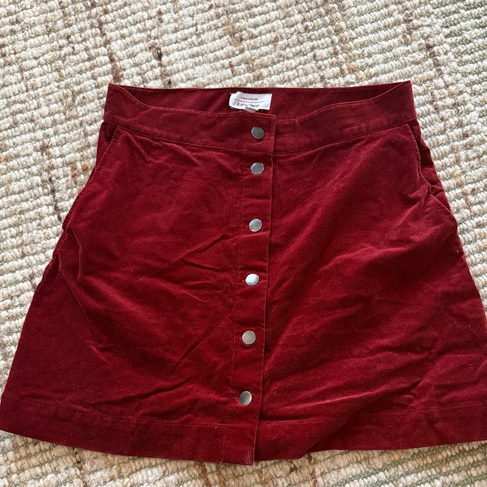 & Other Stories Red Corduroy Mini Skirt